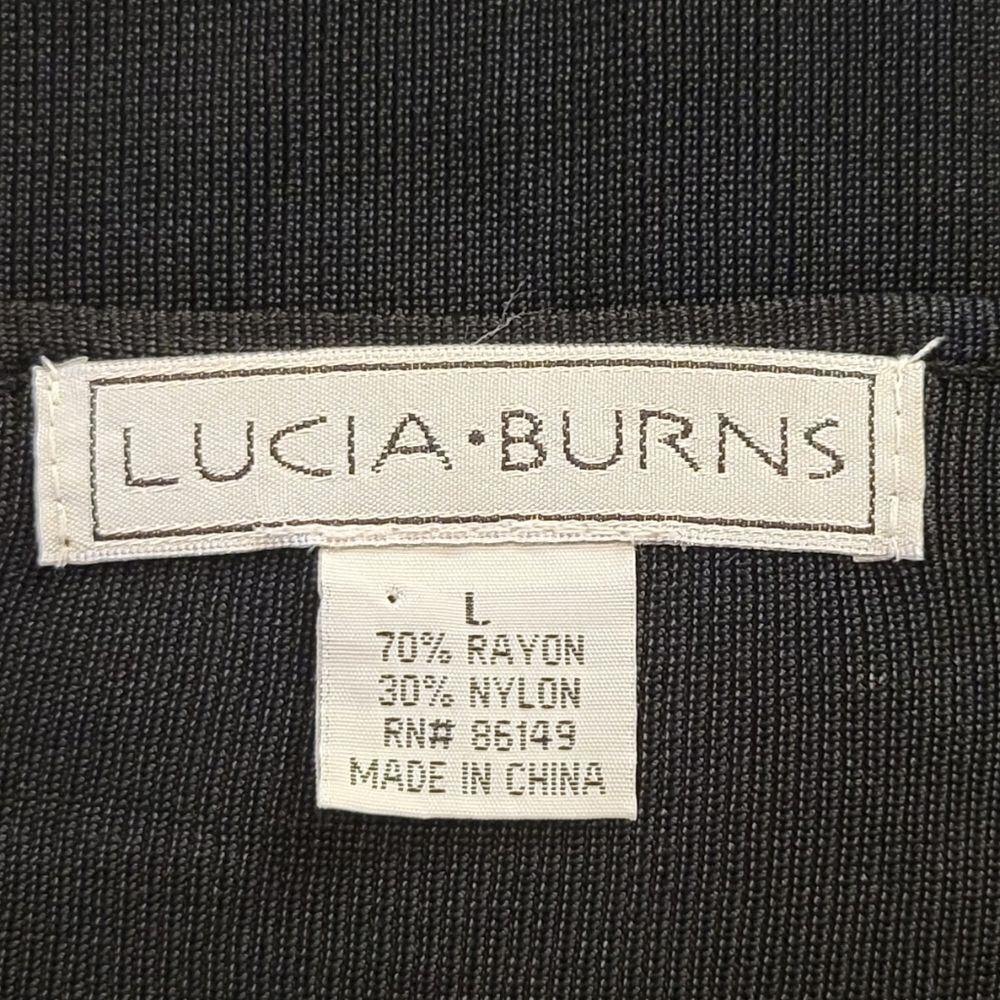 Lucia Burns Black Palm Tree Embellished 3/4 Sleeve Sweater Size L - Picture 7 of 9